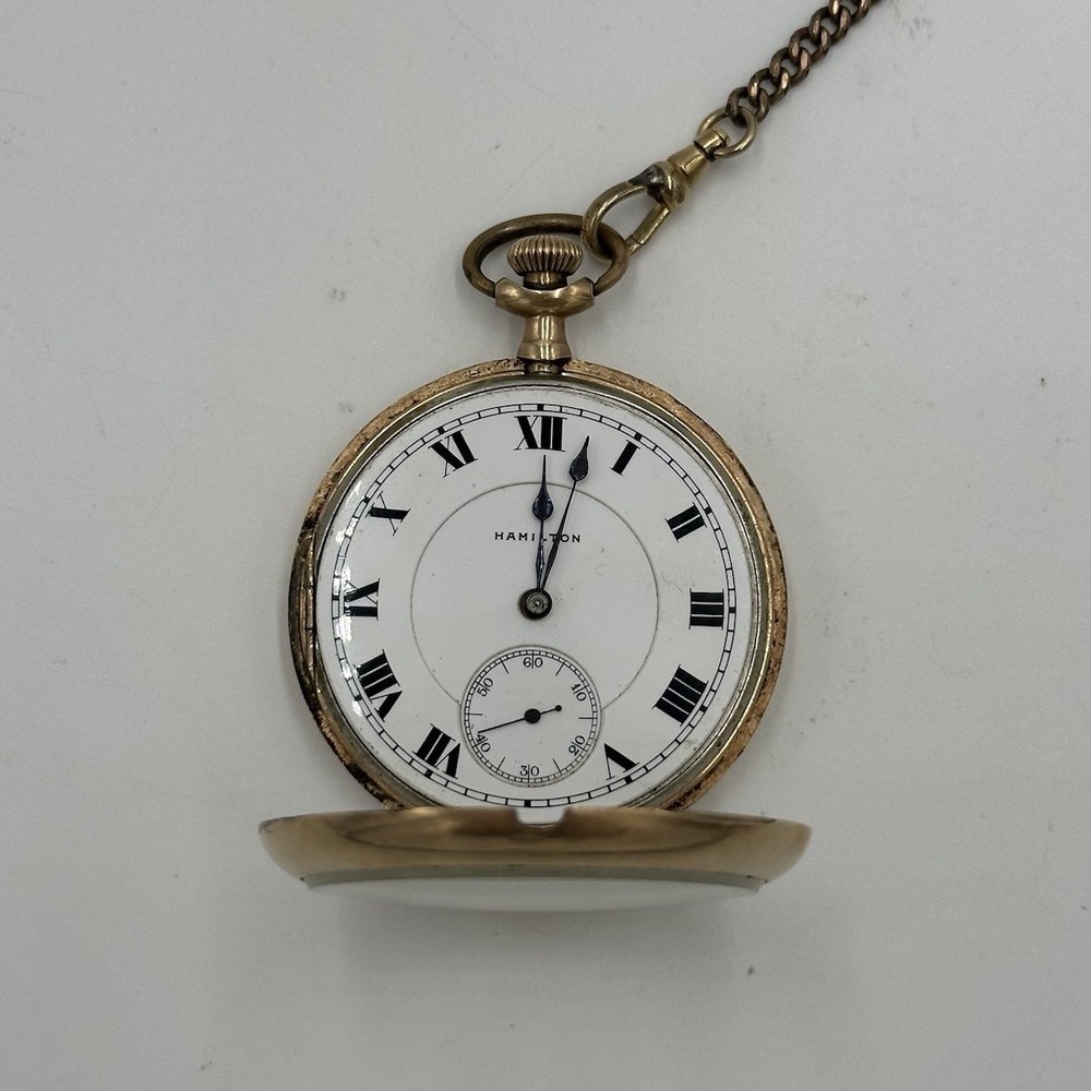 VTG 1915 Hamilton 956 Antique Pocket Watch 16s 17j Gold Filled Lancaster + Chain